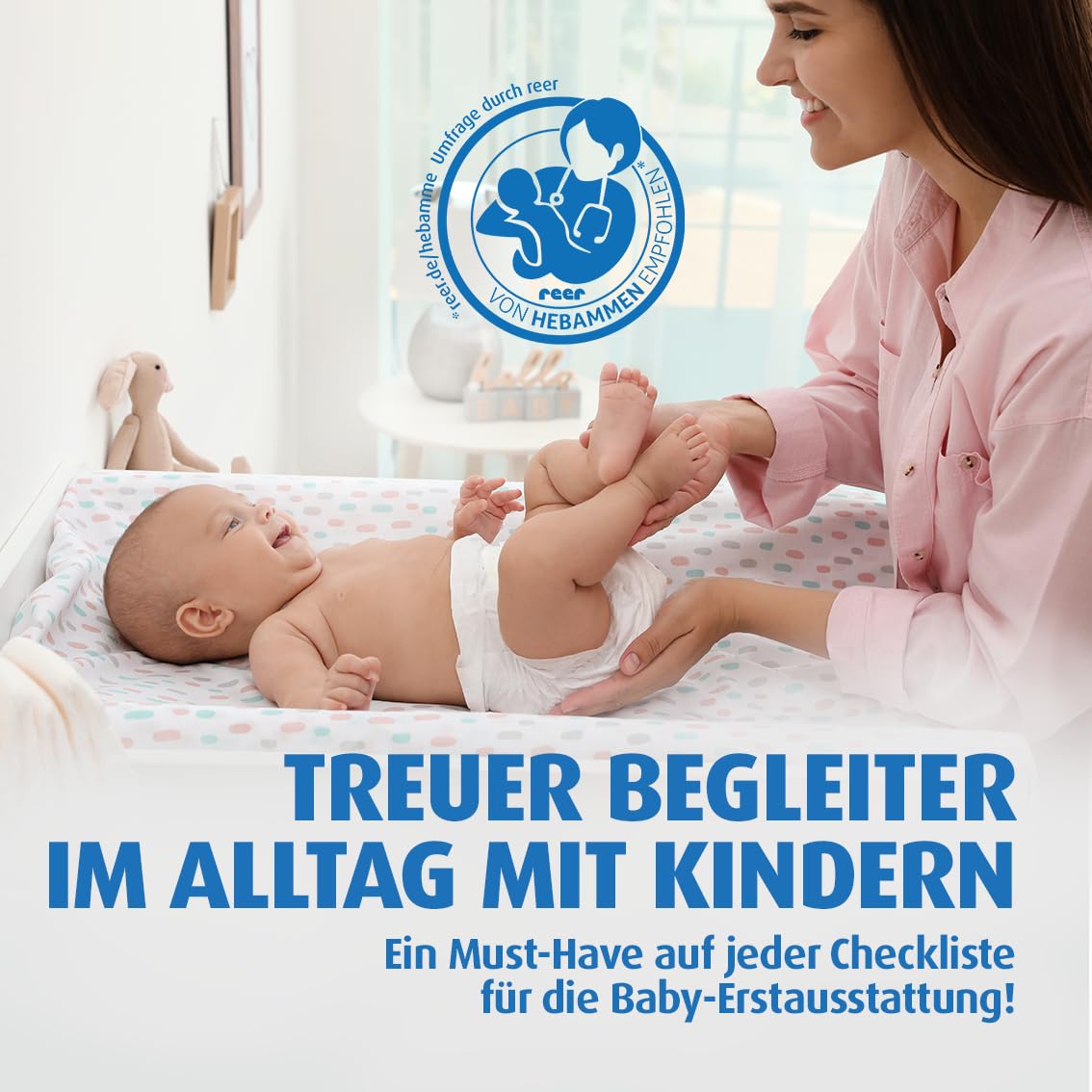 reer EasyHeat Wickeltisch-Wärmestrahler | Wand-Heizstrahler für den Wickeltisch | Wärmelampe fürs Baby | Baby Erstausstattung | 230V/500W | Weiß