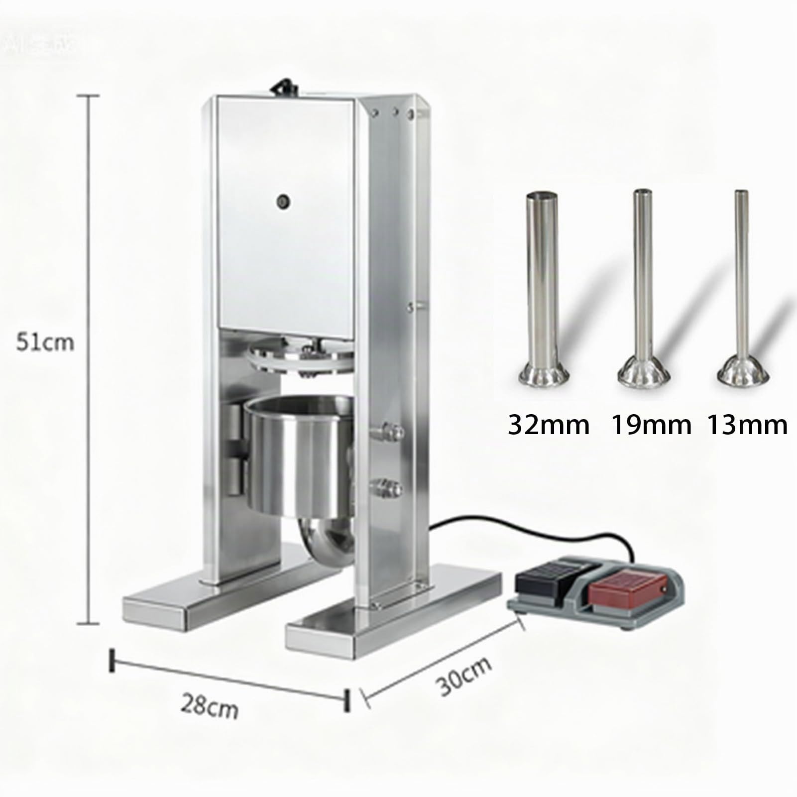 Maquina De Embutir, Embutidora Electrica De Chorizos, Máquina Para Embutir Salchichas De Acero Inoxidable, Con 3 Tubos De Relleno, Capacidad De 3 l, Control Con El Pie, 220v