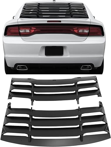 IKON MOTORSPORTS, Rejilla de ventana trasera compatible con Dodge Charger 2011-2023, impresión de fibra de carbono, plástico ABS estilo IKON 2