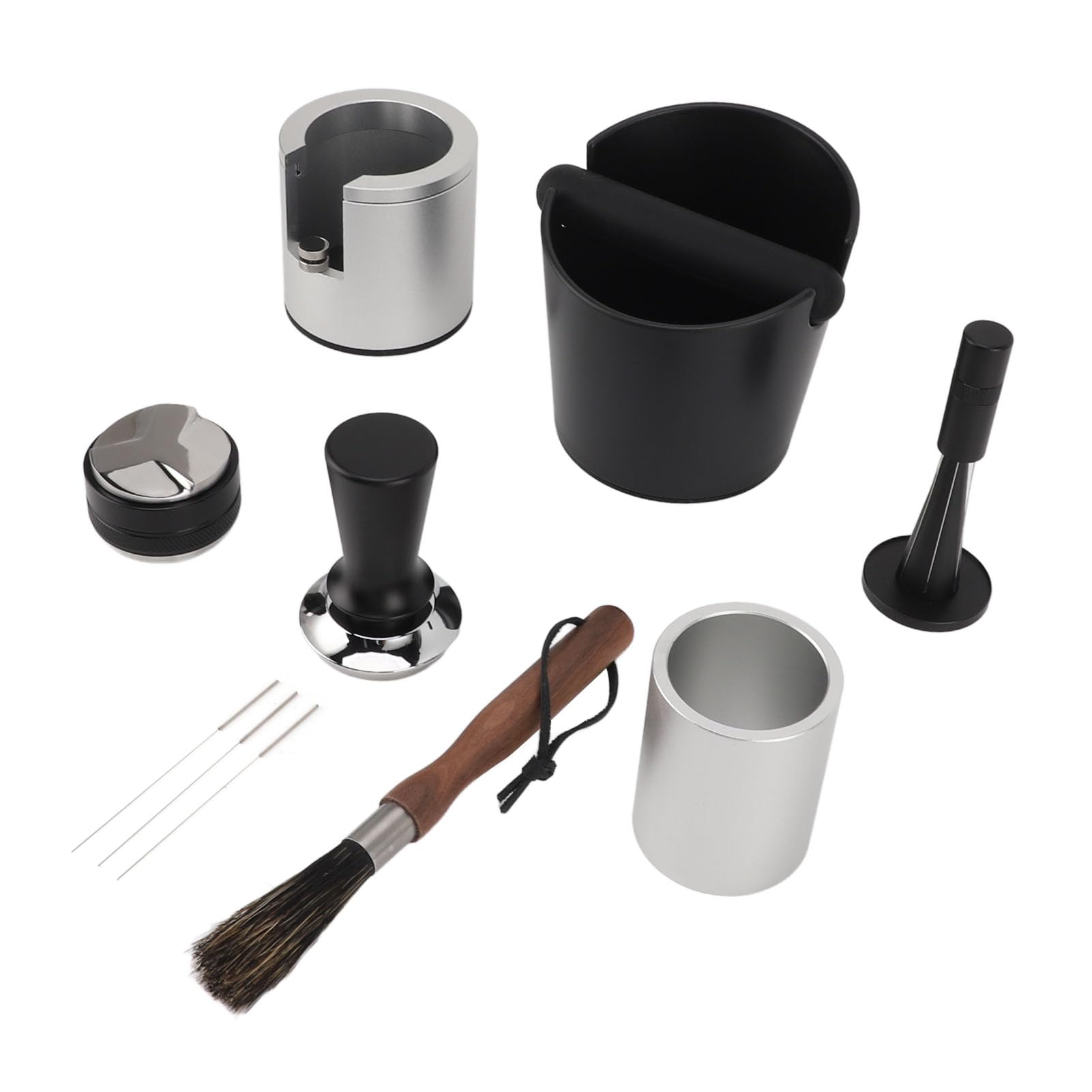 Ensemble de Tapis de Sabotage de café Complet avec Support de Porta Non Glissant 51 Mm et Accessoires pour la Maison et C et C & Silver