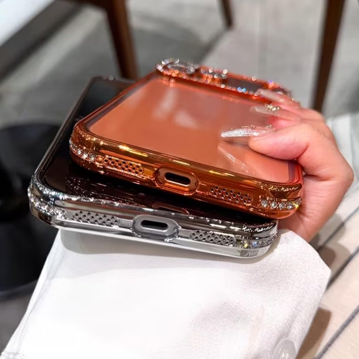 for iPhone 17 Pro Max Case, Cute Clear Glitter Bling Diamond Rhinestone Sparkly Case Camera Lens Protectors,Plating Protective Bumper Cover for Women Girls 6.9'' 2025, Blue - Image 7