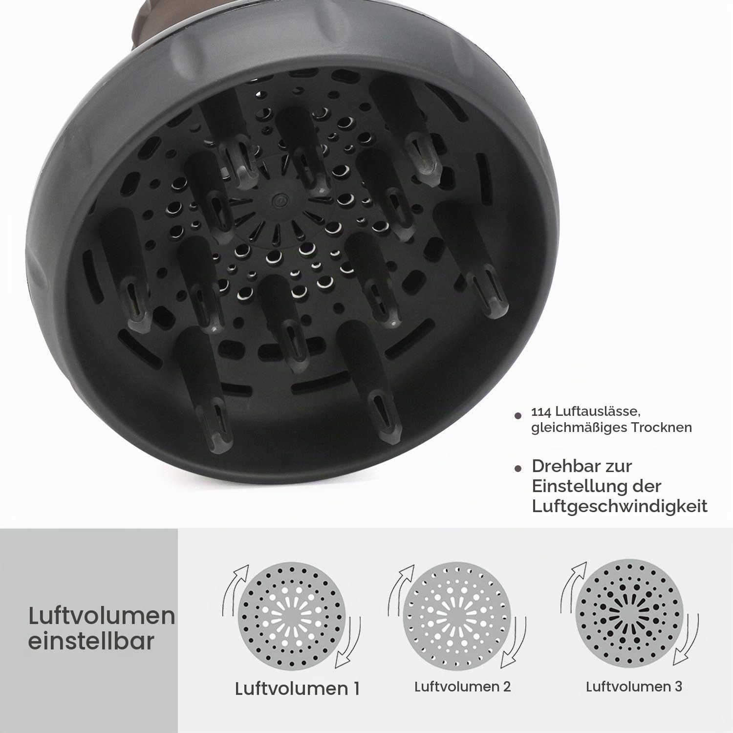 Segbeauty Haardiffusor für lockiges Haar, Verbesserter Diffusor für gewelltes Haar Professioneller Salon-Diffusor-Aufsatz ohne Kräuselung für Föhn mit 1,57 "-1,97" -Düse
