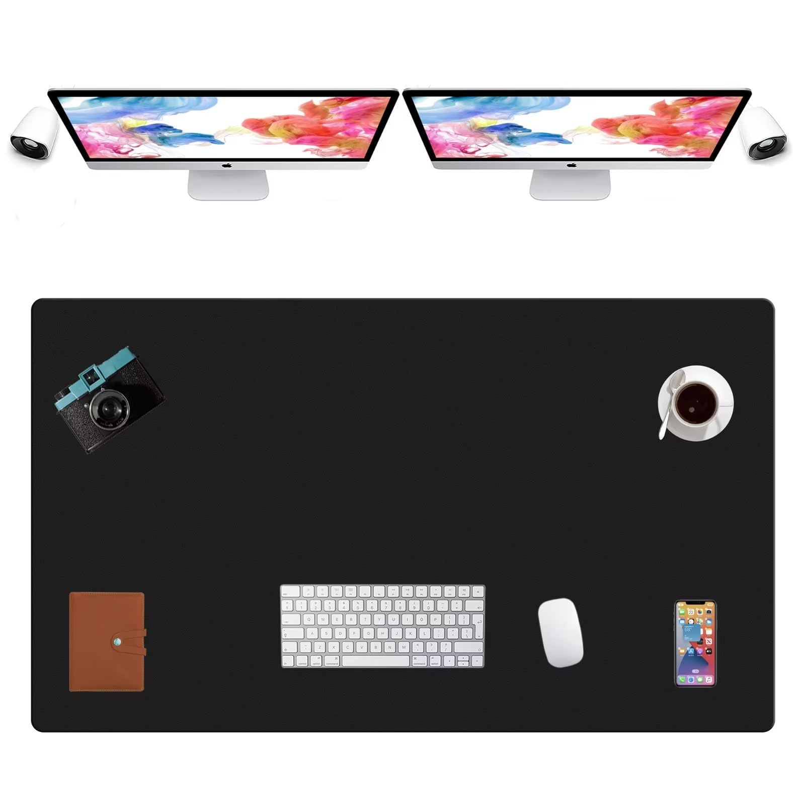LL-COEUR Extra Large PU Leather Desk Mat Large Mouse Pad XXL Waterproof Table Mat Office Laptop Writing Pad (47.2 x 27.6 inch, Black)