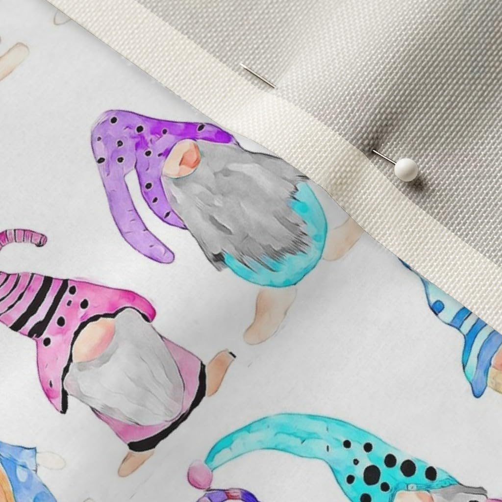 Spoonflower Fabric - Pastel Gnomes Gnome Watercolor Cute Hats Printed on Upholstery Velvet Fabric Fat Quarter - Upholstery Home Decor Bottomweight Apparel