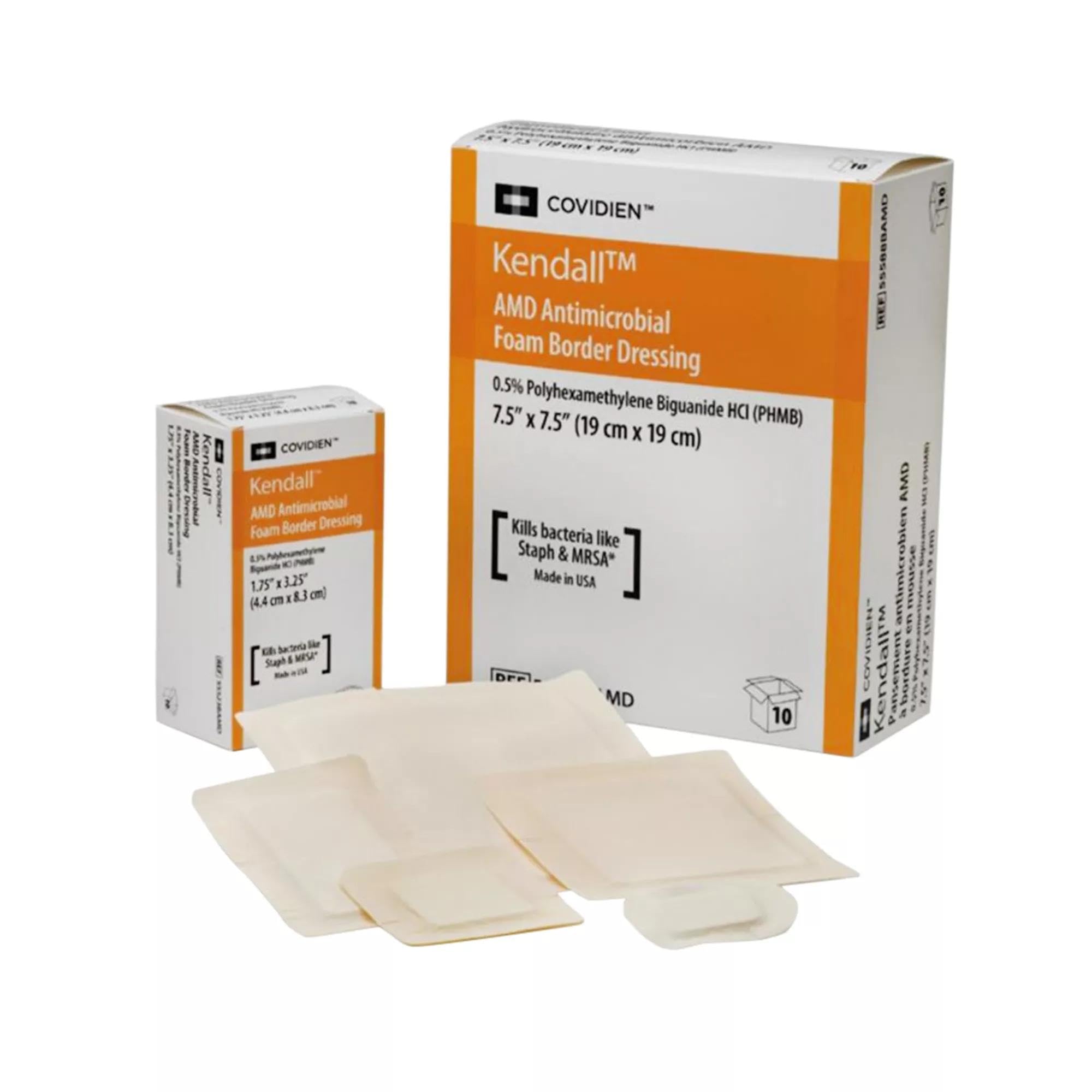 Kendall™ Absorbent Antimicrobial Foam Dressing, with Topdressing, 4 x 4IN, Case of 5 Boxes of 10