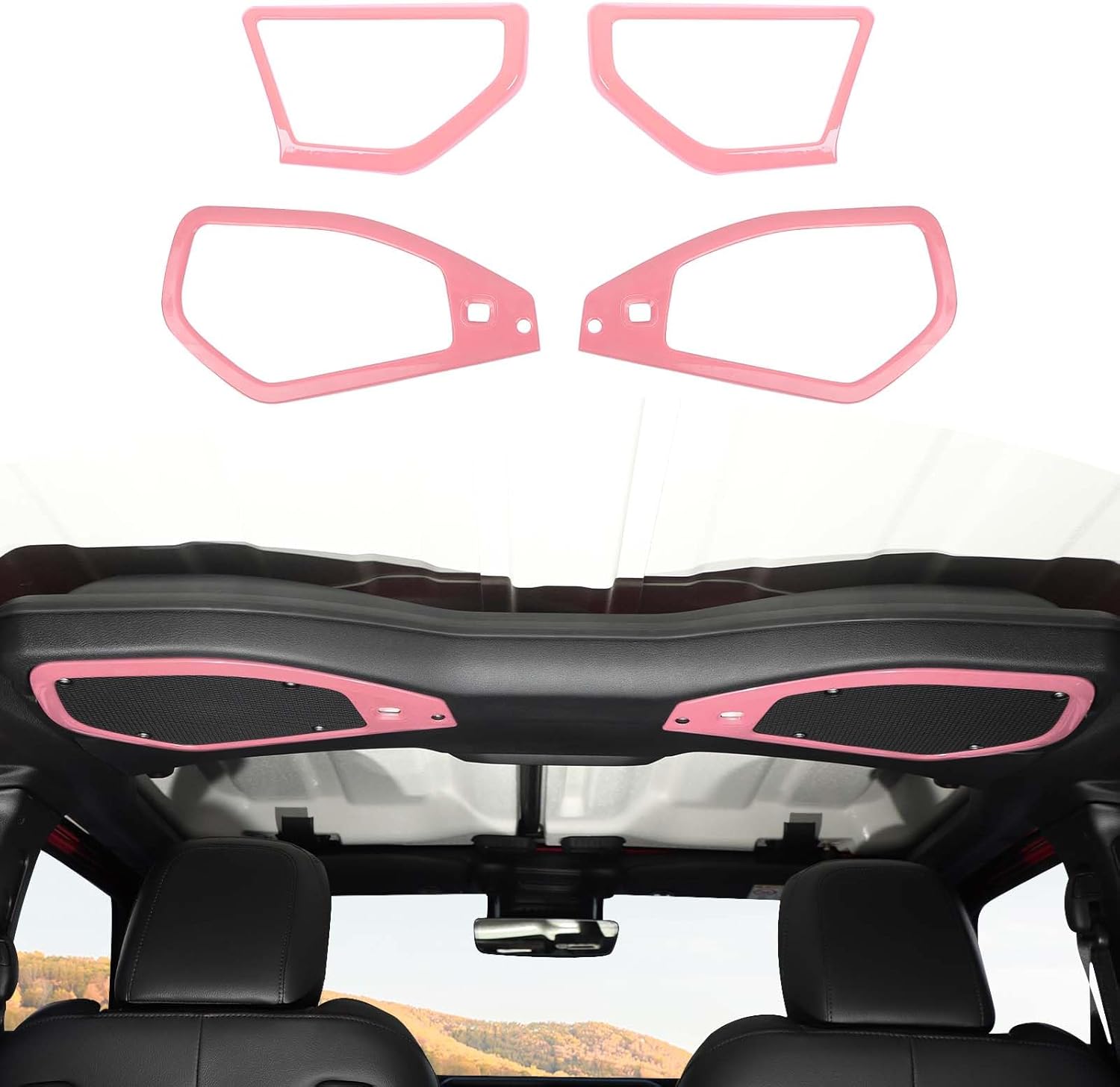 for 2024 Jeep JL A Pillar Top Roof Speaker Trim Cover Fit for Jeep Wrangler JL JLU Gladiator JT 2024 Up Pink Interior Accessories 4pcs