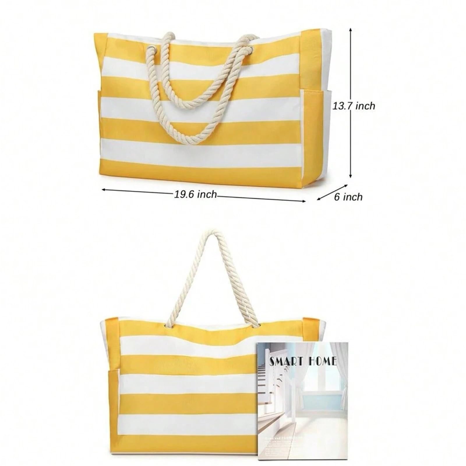 Bolsa De Playa Striped Canvas Summer Beach Bag, Large Capacity Shopping Bag Tote Bag For Travel,Ideal for Beach, Travel para Viajes A La Playa(Pink)