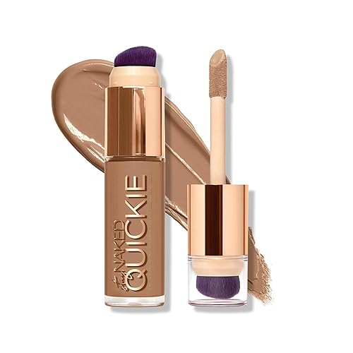 Vista 6 de Urban Decay Quickie Corrector impermeable de cobertura completa 24 horas, acabado mate natural, vitamina E hidratante, cepillo de pulido de doble