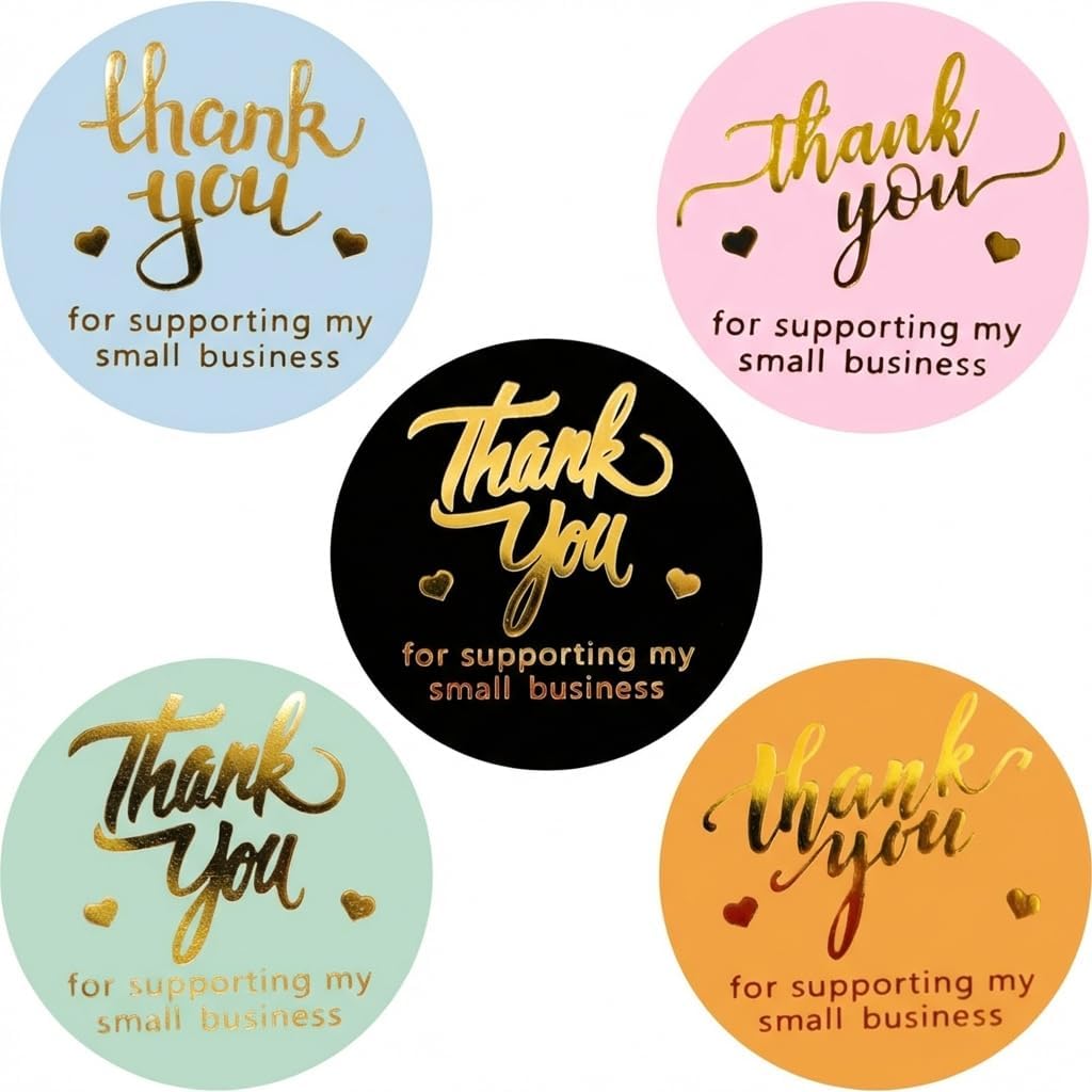 800 Thank You Stickers – 1.5" Round Labels (5 Designs, Multicolor) for Small Business, Packaging, Envelopes, Gift Bags, Bakery, Party Favors – Self-Adhesive Waterproof Thank You Sticker Roll - Image 7