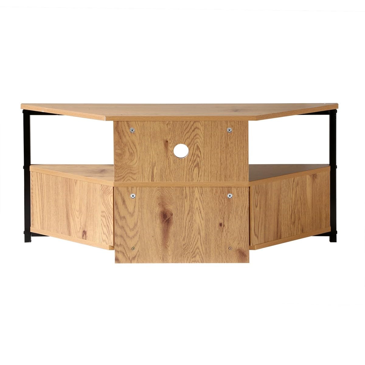 Calicosy – Mueble de TV esquinero con 1 puerta abatible, cannage de ratán – Decoración de madera – paneles de partículas – patas de metal – salón o dormitorio – estilo exótico y natural – 100 x 30 x