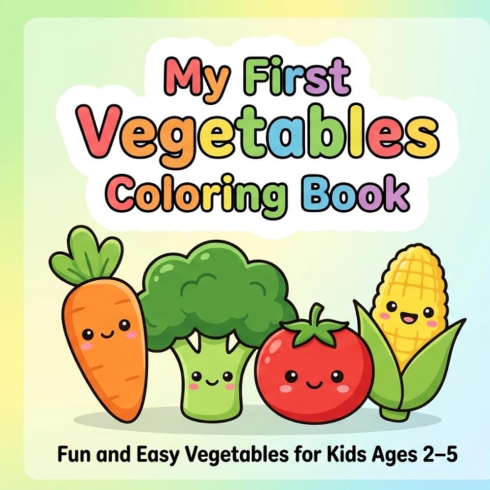 My First Vegetables Coloring Book for Toddlers: Fun and Easy Vegetable Coloring Pages for Kids Ages 2–5 | Simple and Cute Designs