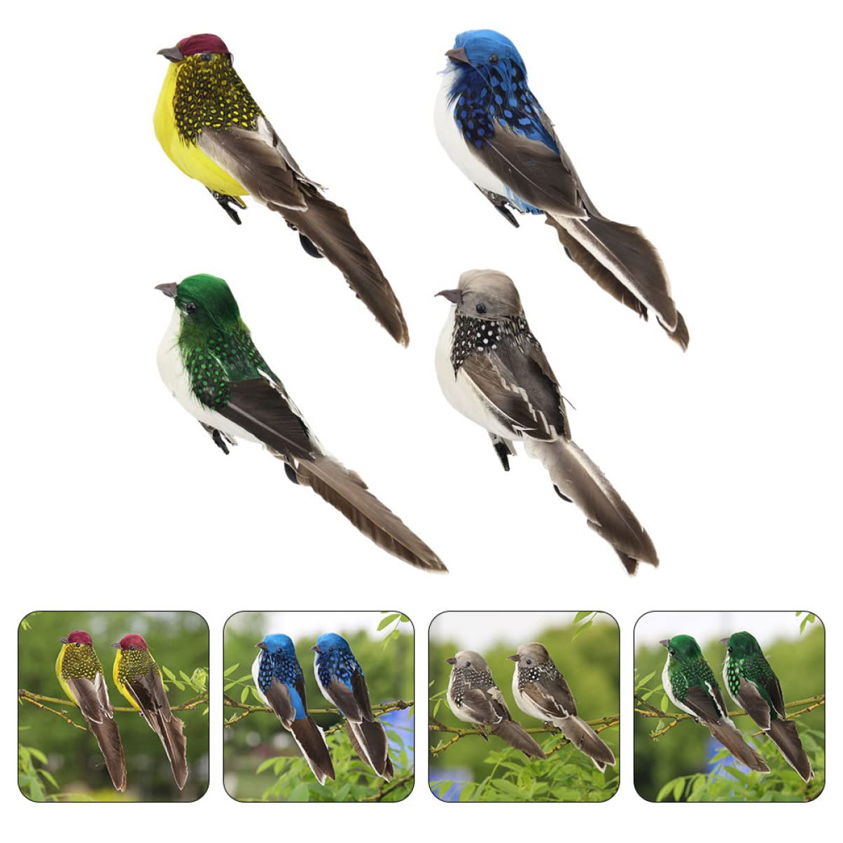 ABOOFAN 3 Set Di Piccoli Uccellini in Schiuma Clip Per Uccelli Realistici Finti Per Decorazioni Per La Casa Decorazioni Per Alberi 4 Pezzi * 3