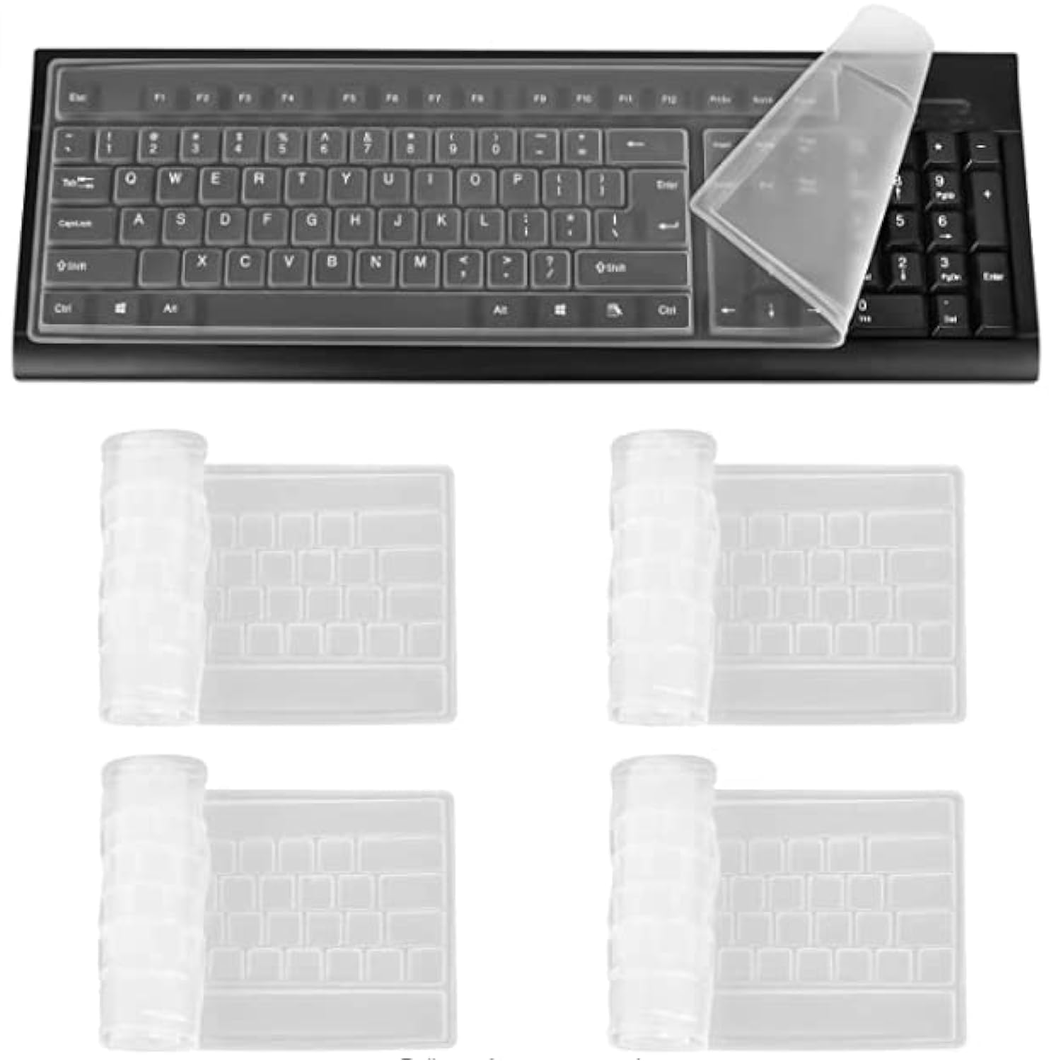 4 Pcs Desktop Computer Keyboard Skin Protector Film Cover, Clear Silicone Keyboard Cover, Universal Keyboard Cover Protector for Standard Size 108 Keys PC Computer(445 * 130mm)