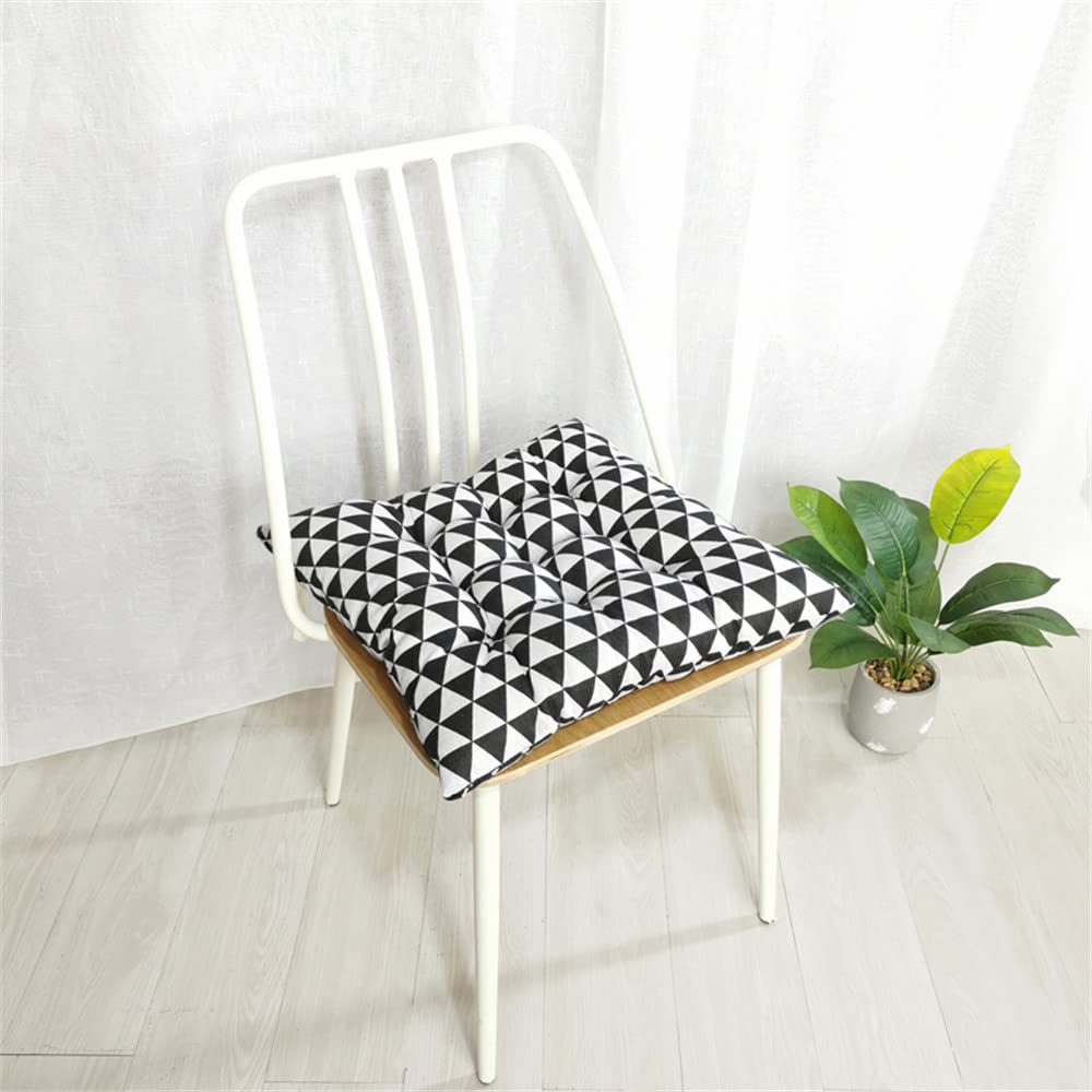 Morbuy Patrón Geométrico Cojines Exterior Jardin, Juego de 2 Lino Cojines Sillas Terraza, Cómodos Cojines para Sillas para Interior y Exterior, Cojines Exterior con Lazos (40x40cm,Negro Blanco)