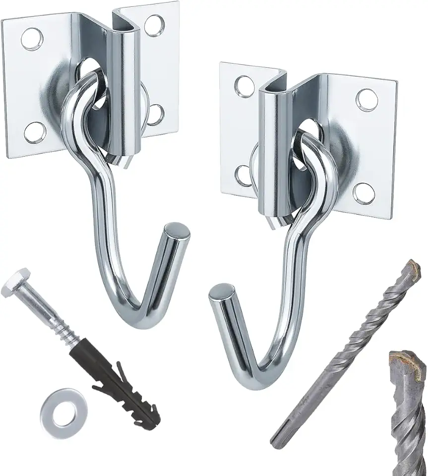 Kit Gancho para Rede de Descanso c/Parafusos, Buchas e Broca - Aço Galvanizado - Bagby