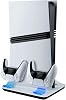 Mcbazel Ps5 Cooling Stand, Vertical Cooling Stand with Dual Controller Charging Station for PS5PS5 SlimPS5 Pro, 3 Levels Cooling Fan-White