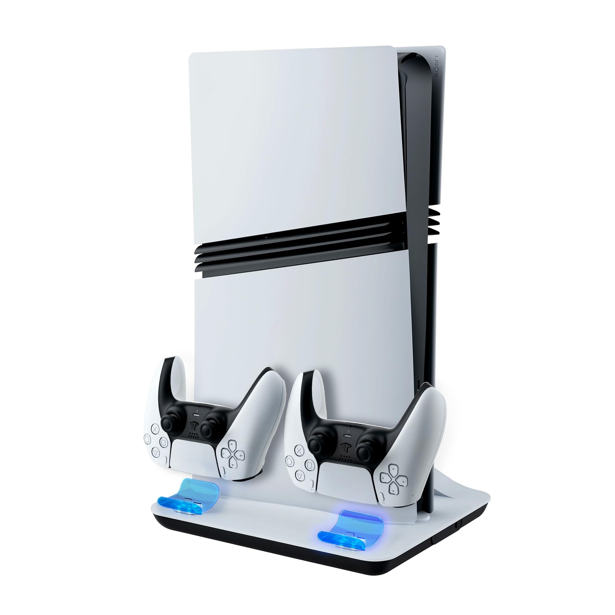 Mcbazel Cooling Station for PS5 Slim Pro Disc Digital Console Vertical Stand Charging Dock with Dual Controller Charger