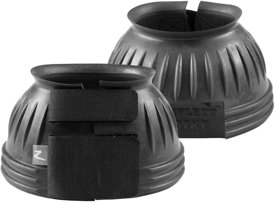 HORZE No Turn Overreach Rubber Bell Boots for Horses - Black - XL