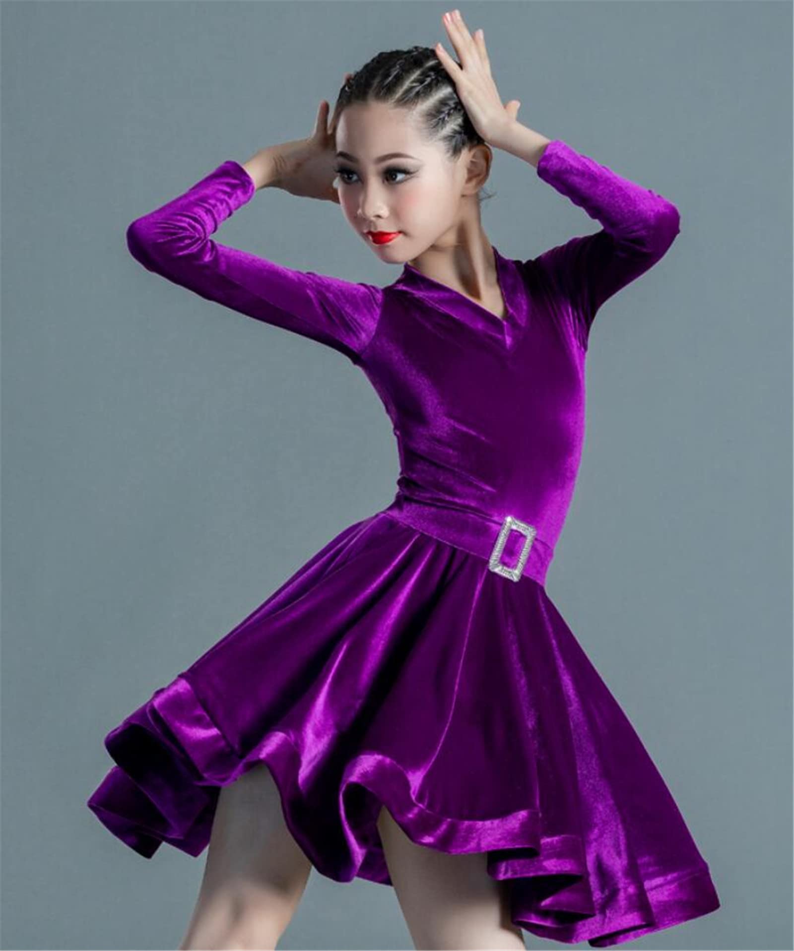 Vestido de Baile de competición para niña, Vestido de Baile Latino de Terciopelo, para salón de Baile, competición, Fiesta, Escenario, actuación, Disfraces de práctica