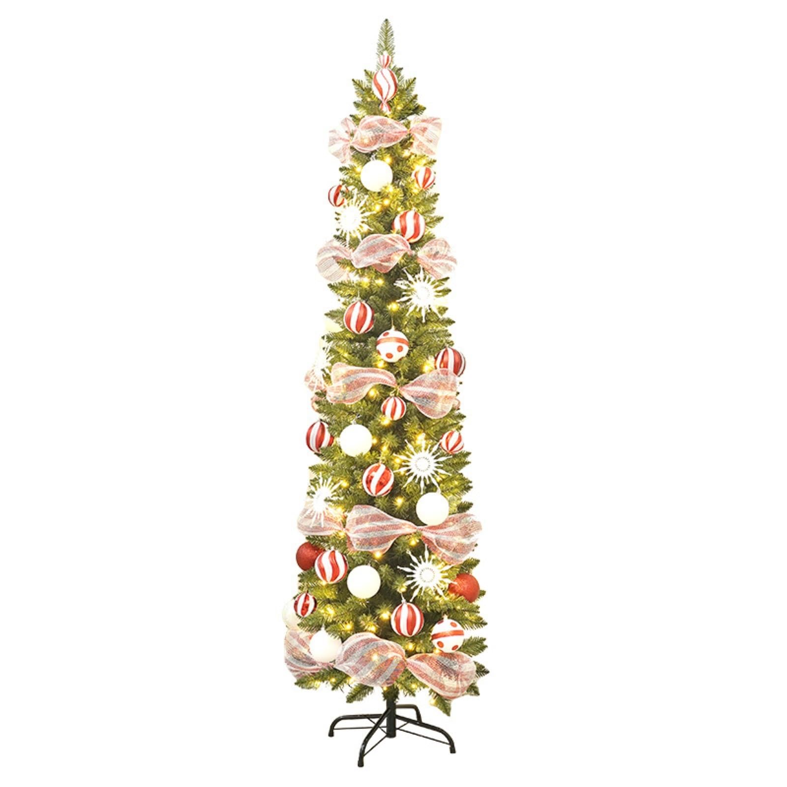 Árbol de Navidad de 2.1m estilo lápiz para esquinas sin espacio y decoración interior 1
