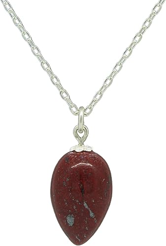 Collar con colgante natural, gota de rocío de 0.394 x 0.591 in, cadena ajustable de plata de ley 925 de 16 + 2 pulgadas