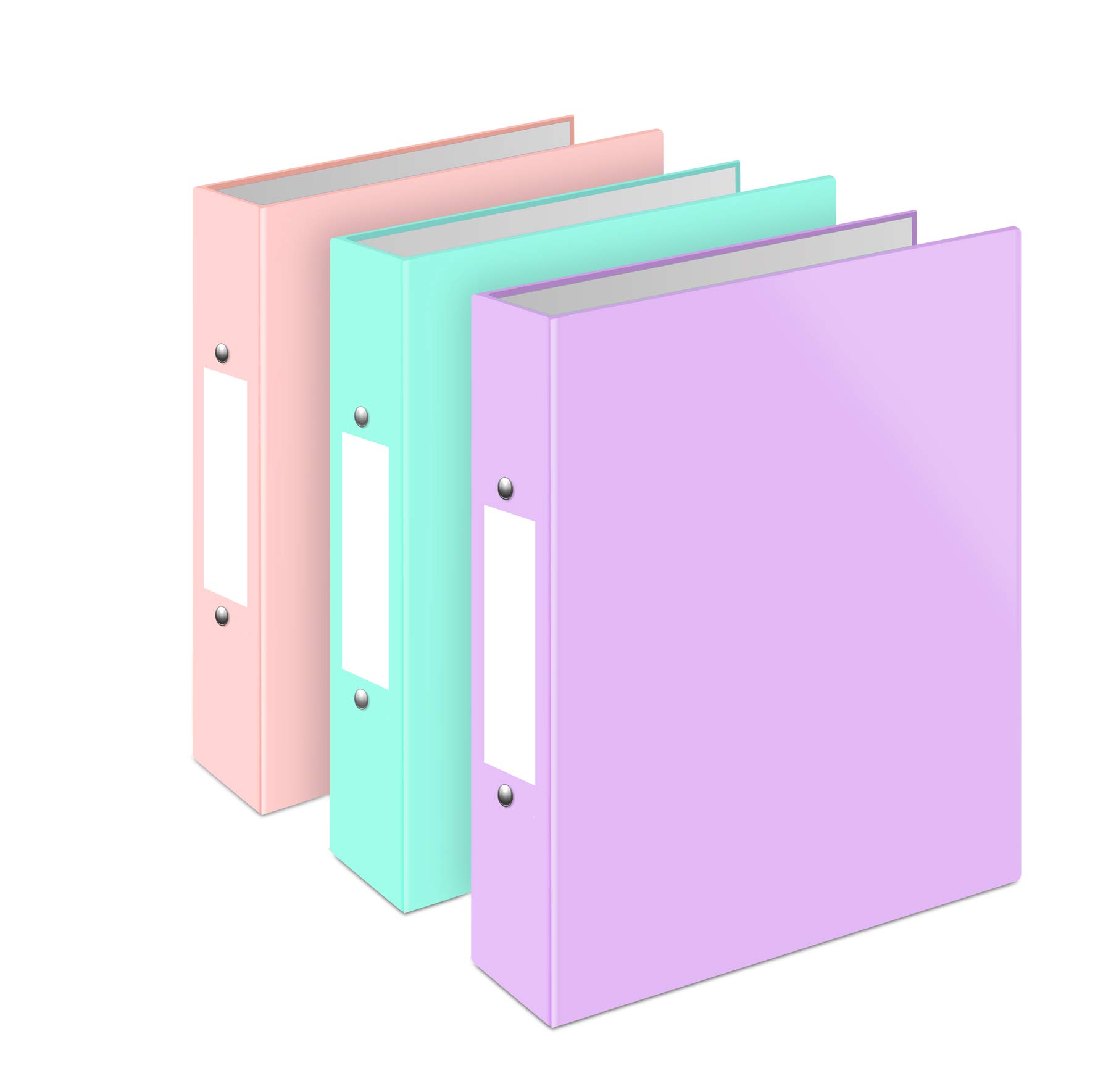 A4 Pastel Ring Binders 2 D-Rings Folder 40mm for Paperwork Hold 190 Sheets 25mm Spine - Blue, Pink, Teal - Pack 3 - Waterproof