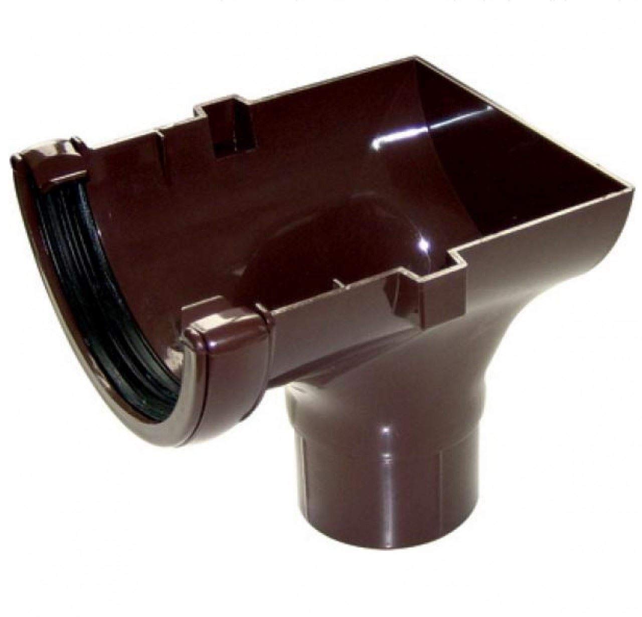 FLOPLAST 112mm Half Round Gutter Stop End Outlet - Brown - Pack of 2