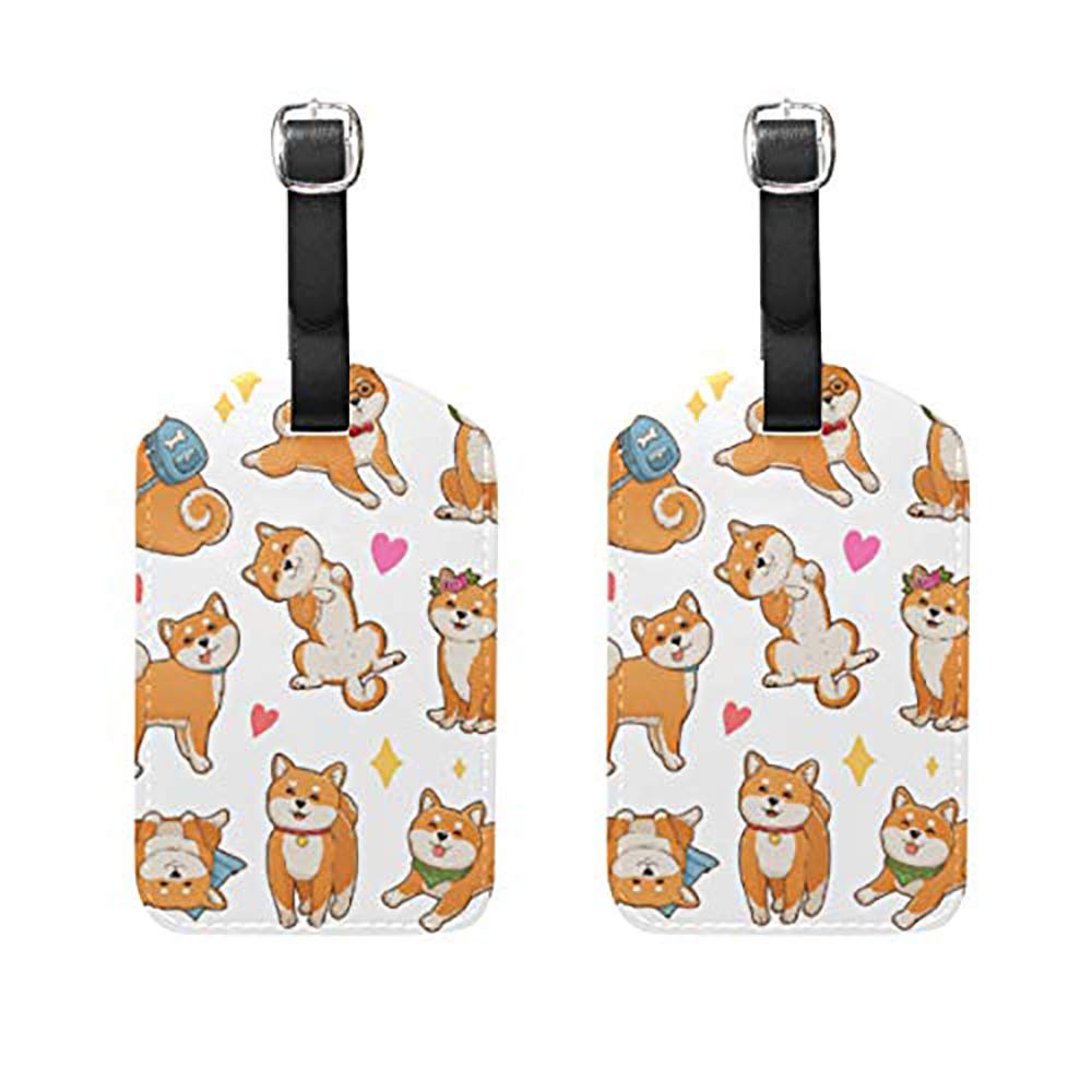 2 Sets Luggage Tags Cute Shiba Inu Dog Travel ID Bag suitcase Handbag Tags