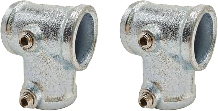 2 Pcs Galvanized Pipe Fittings Single Socket Tee Steel Pipe Pipe Clamps Fits 1 Inch 25.4 mm OD Pipe,Single Socket Tee Pipe Fitting Rail Connector Fit for 90 Butt Joint Between Two Pipes