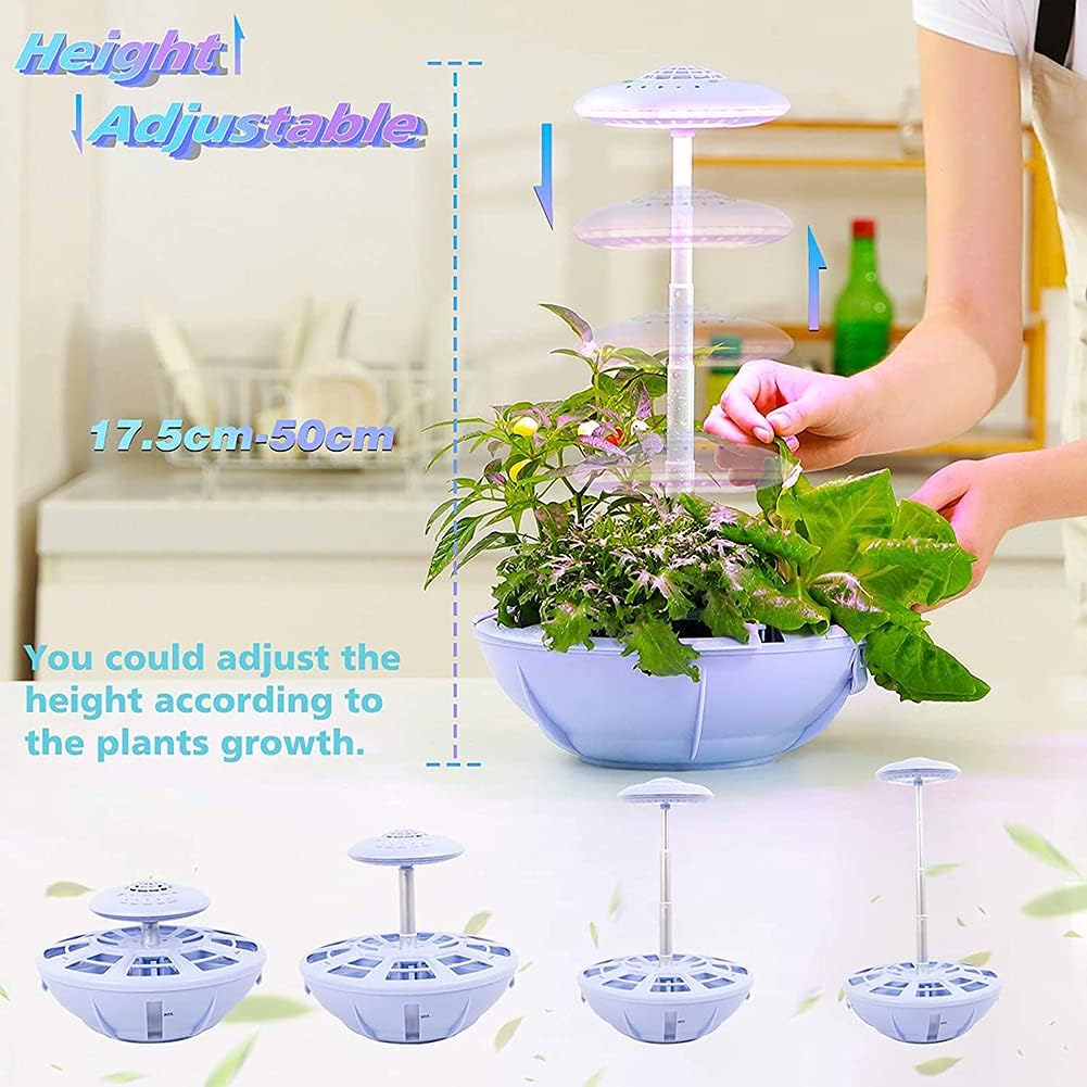 Hydroponics Growing System Indoor Herb Garden Kit with LED Grow Light Smart Garden Planter Easy Panel Control Germination Kit Height Adjustable Ideal for Sprout Indoor Planting Blue (Blue)