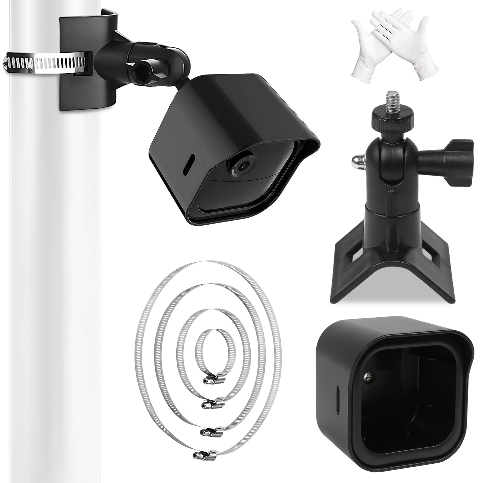 Supporto per Blink Outdoor Telecamer, Supporto da Parete Regolabile a 360°, 1PC Staffa per Telecamera Esterna +1PC Blink Outdoor3/4 Custodia Protettiva per Sorveglianza in ABS, Nero