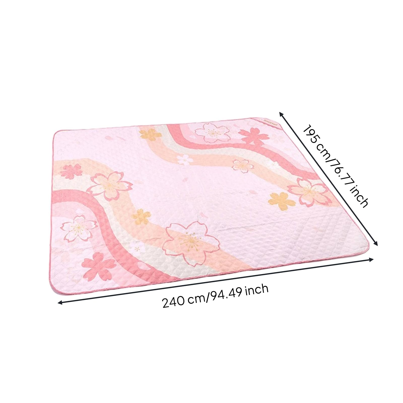 Tapis Pique-Nique avec Motif Floral Résistante à l’Eau Couverture Pique-Nique Matelassée Portable Nappe pour Familles, 195 180CM