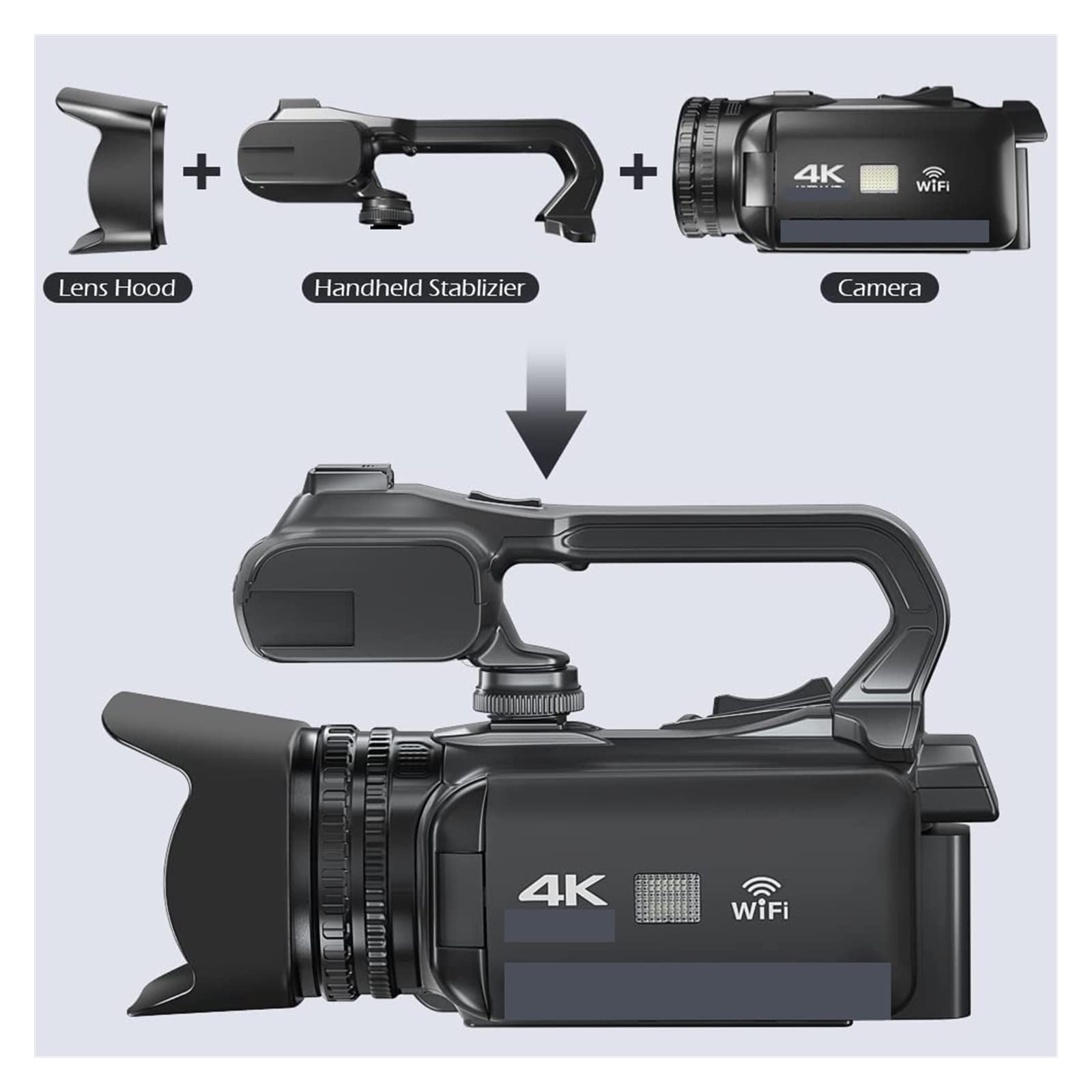 64MP Vlog Videocámara 4K HD Fotografía Cámara de Video Transmisión en Vivo 18X Zoom AF Grabadora Digital Girar Pantalla táctil(NO SD Card,with Wireless Mic)