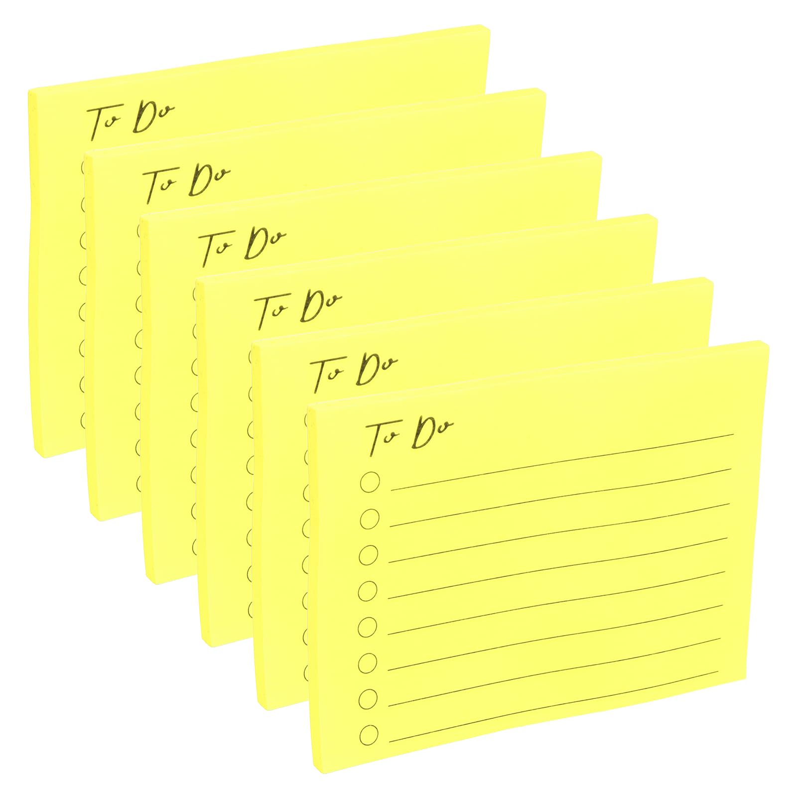 PATIKIL 4x3 to Do Lined Sticky Notes, 6 Pad Daily to Do List Notepads Sticky Notes, Checklist Message Self-Stick Pads for Home Office Reminders Lists Planning, Yellow, 50 Sheets/Pad