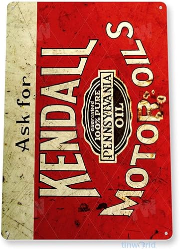 Miniatura 3 de Tinworld Cartel de estaño Kendall Motor Oil Retro Rustic Oil Gasolinera Decoración de metal Garaje Auto Shop Cueva B725