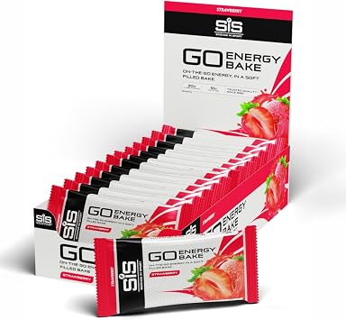 SiS GO Energy Bakes - High-Carbohydrate Bar - 30g Dual-Source Carbohydrates - 21 Glucose to Fructose Ratio - Sports Nutrition Energy Bar - Strawberry Flavor - 12 Count