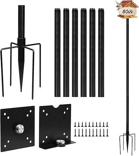 Restland Bird House Pole para exteriores, kit de montaje ajustable de 80 pulgadas, kit de montaje universal de postes de montaje resistentes con