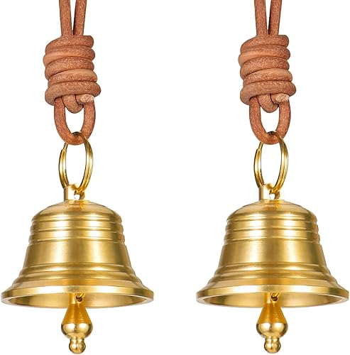 Juego de 2 campanas de latón de vaca de Navidad, campanas grandes de vaca doradas, decoración de Navidad, campanas rústicas de latón, campanas de