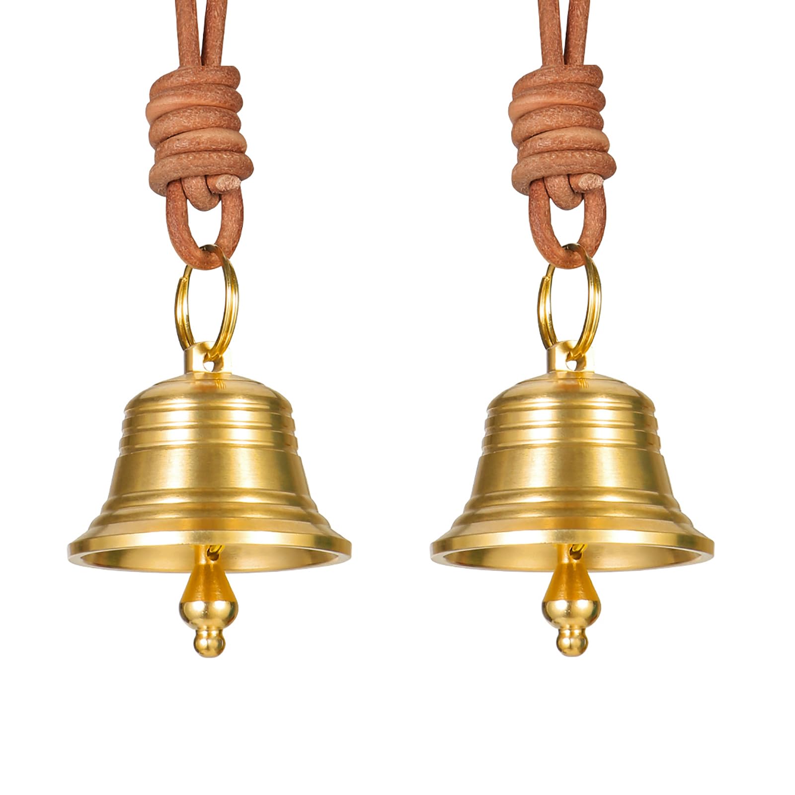 2pack Brass Bells Hanging for Door Knob,Rustic Gold Brass Bell Vintage Bell Hanging for Home Garden Christmas Decor,Bell for Door Opening,Shopkeepers Bell Decorative Doorknob Ornaments (Rustic Gold)