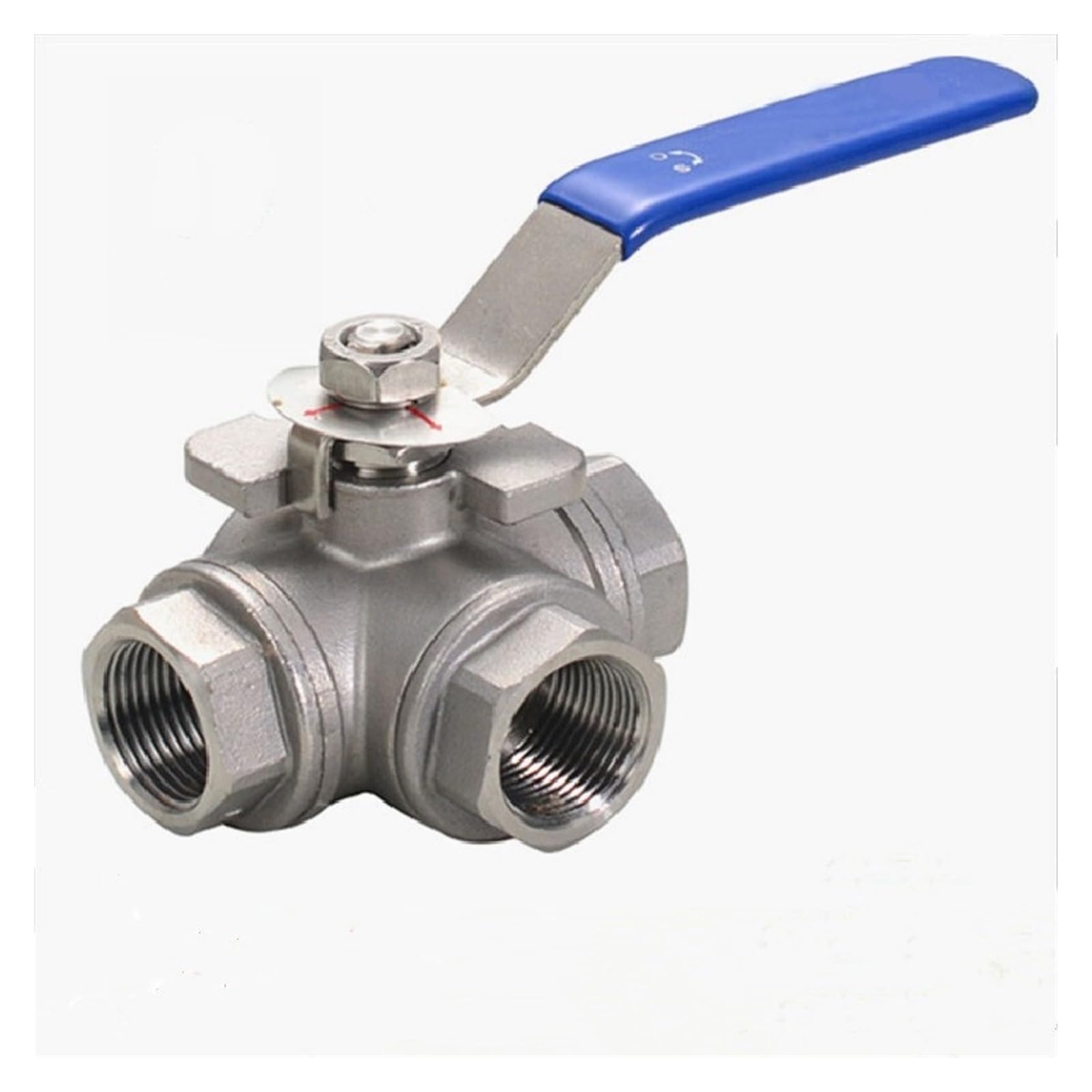 Válvula de bola, Válvula de bola acero inoxidable, 1/4, 3/8, 1/2, 3/4, 1 pulgada, puerto completo hembra, T, adaptador conector 3 vías for agua, aceite, aire y Gas(1-1/2")
