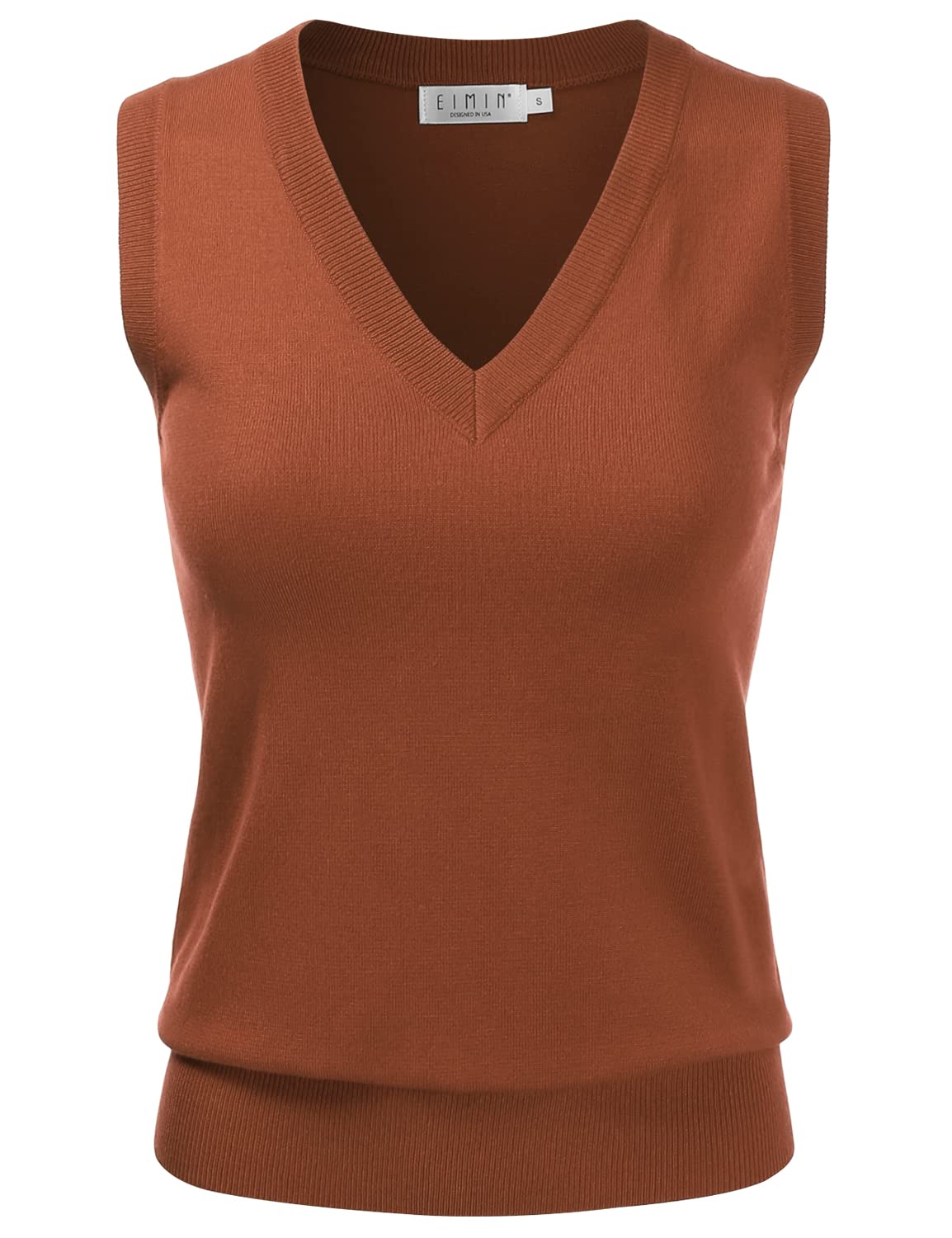 EIMIN Women's V-Neck Sleeveless Stretch Pullover Premium Sweater Vest Top (S-3X)