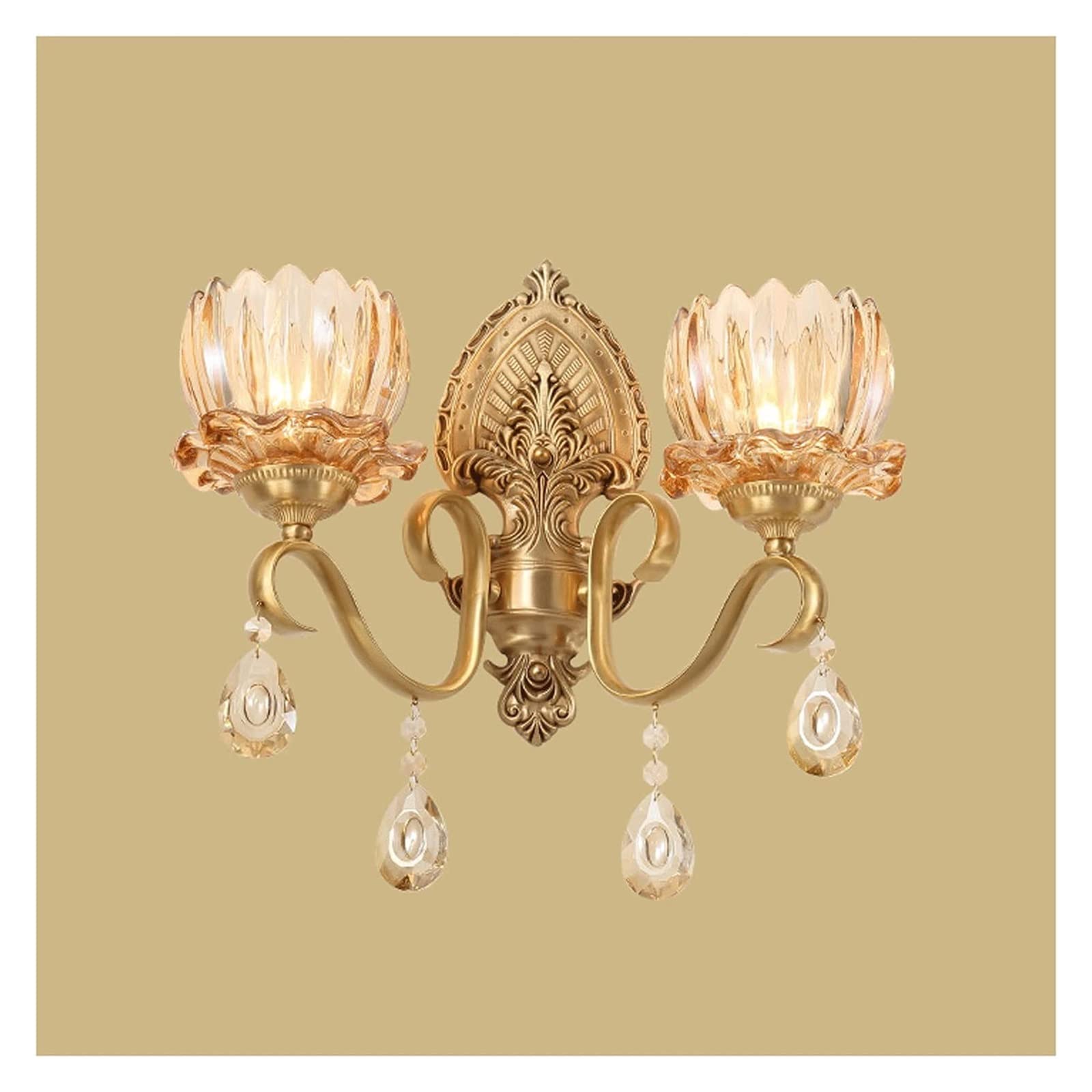 ZTCHSENZT Wall Lamp Light Copper Bedroom Bedside Lamp Retro Atmosphere Living Room Background Wall Crystal Lamp Staircase Aisle Lamp Wall Light,Gray