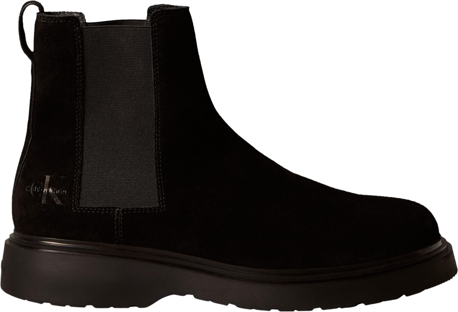 Calvin Klein Uomo Stivaletti Chelsea Combat in Pelle Scamosciata, Nero (Triple Black), 45