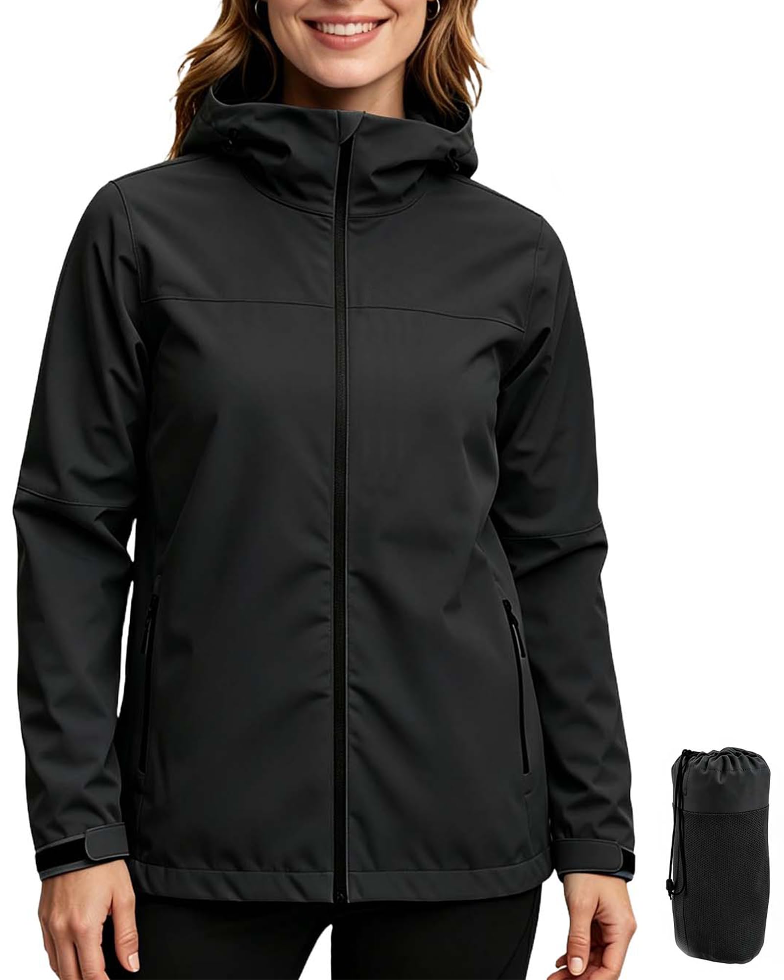 Veste Imperméable Femme Coupe Vent Femme Impermeable Veste de pluie avec capuche pour le cyclisme, la randonnée et l'escalade
