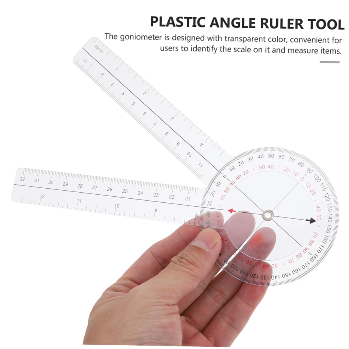 Lot de 4 Goniomètres de Mesure en Plastique, Règle Claire, Portable Bavure, Outil de Mesure D’angle pour Garçon et Filles