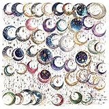 Fantasy Galaxy Stickers - 50pcs Aesthetic Transparent Waterproof Celestial Decals for Water Bottle Laptops,Scrapbook,Journals,Kindle Case Teens and Adults (Bright Color)