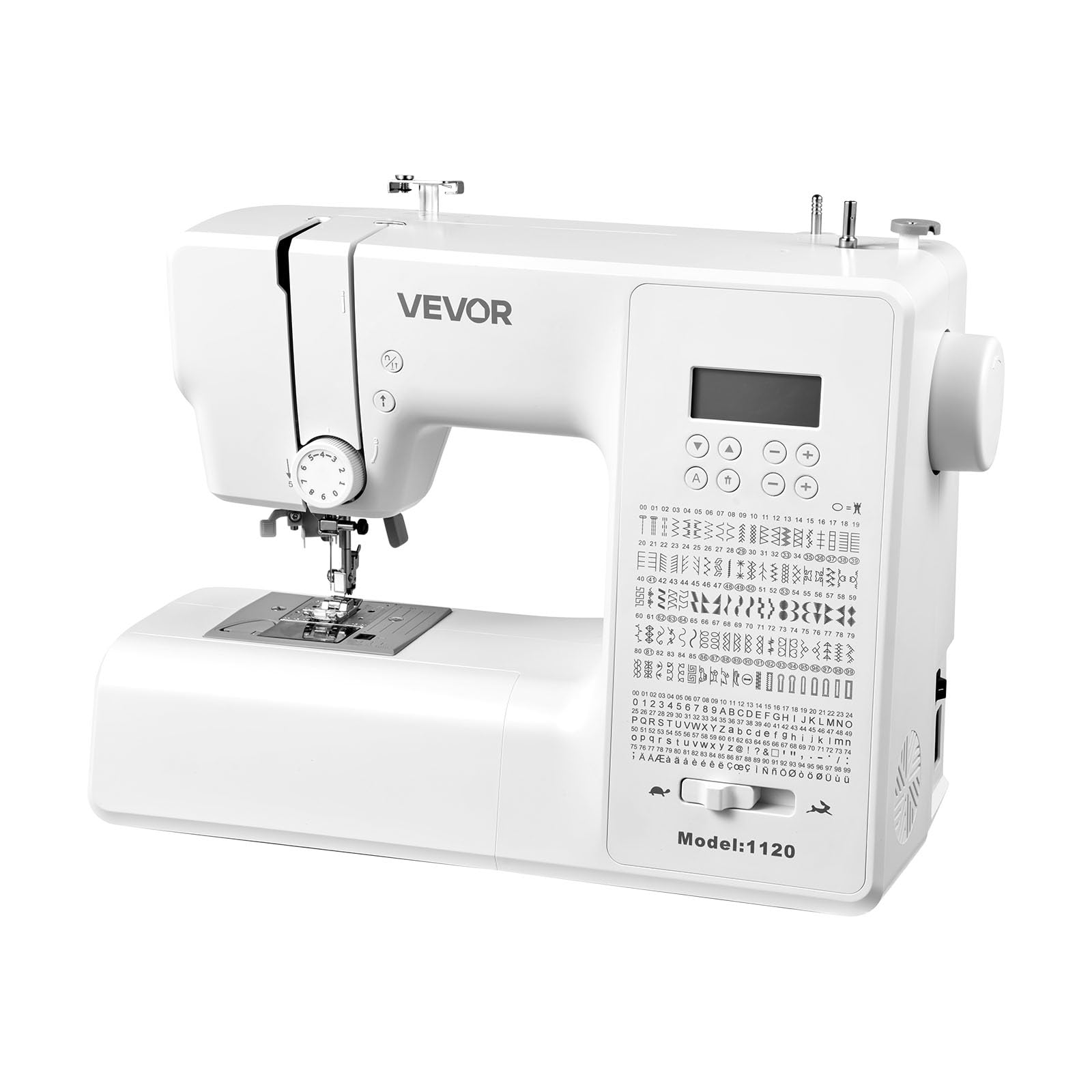 VEVOR Machine à Coudre Électrique Informatisée, Piqueuse 200 Motifs de Points, avec Moteur Puissant, Écran LED et Éclairage LED, Cadre Métallique Robuste, pour Travaux Manuels et Réparations, Maison