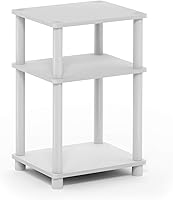 Furinno JUST 3-Tier Side Table End Nightstand, Toolless Assembly Open Shelf Storage, Compact for Bedroom Living Room, Espresso White