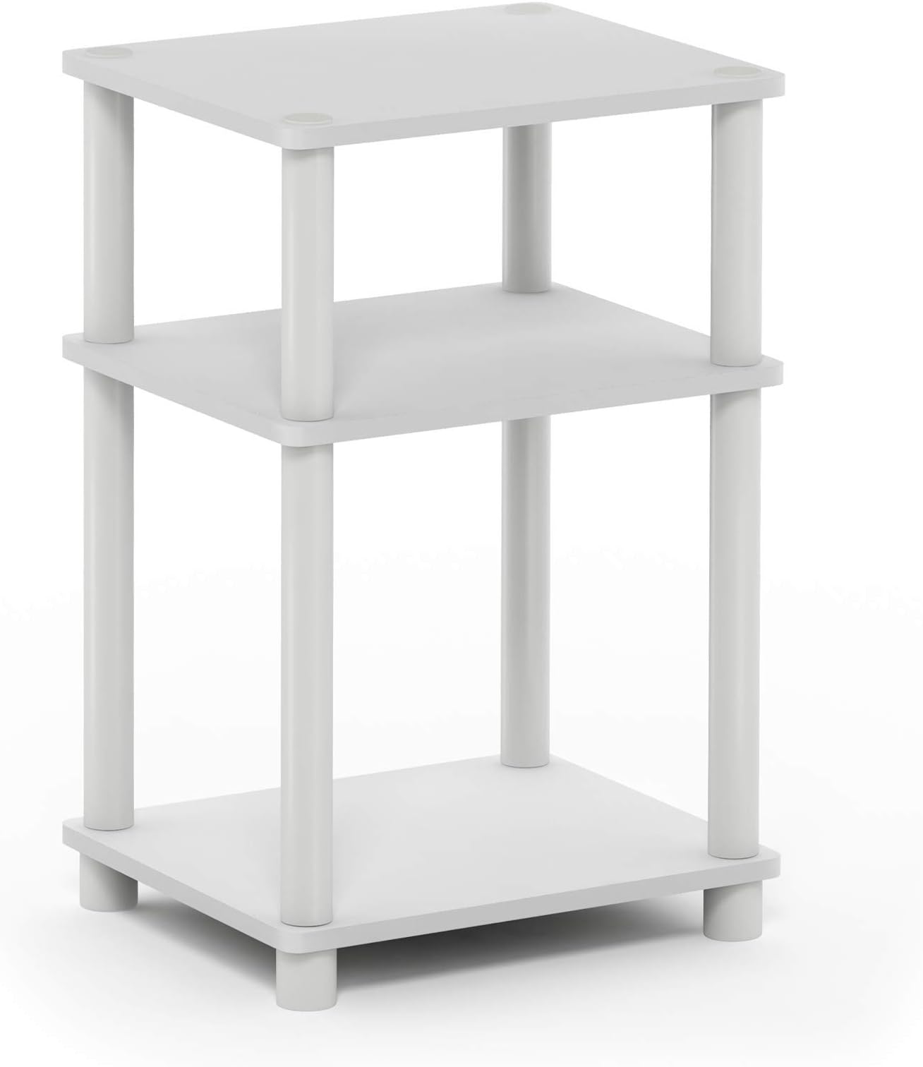 Furinno JUST Side Table, 3-Tier End Table, Open Shelves Night Stand, Bedside Table, Toolless Assembly, for Living Room, Bedroom, White(Espresso)