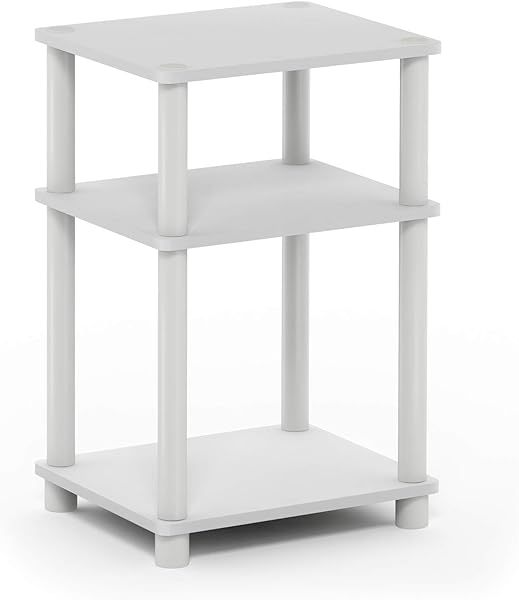 Furinno Just 3-Tier Turn-N-Tube Eindtafel met witte buizen